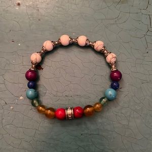 Multicolored elastic bead bracelet